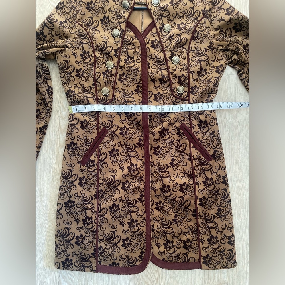 Jacquard Brocade Coat Brown Floral XL - Picture 11 of 14
